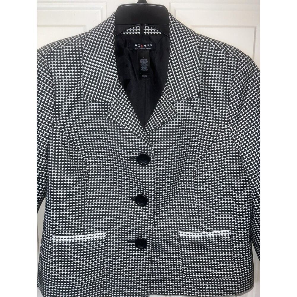 Axcess Women’s Blazer Jacket Black 14 Liz Claiborne Single Breasted Herringbone